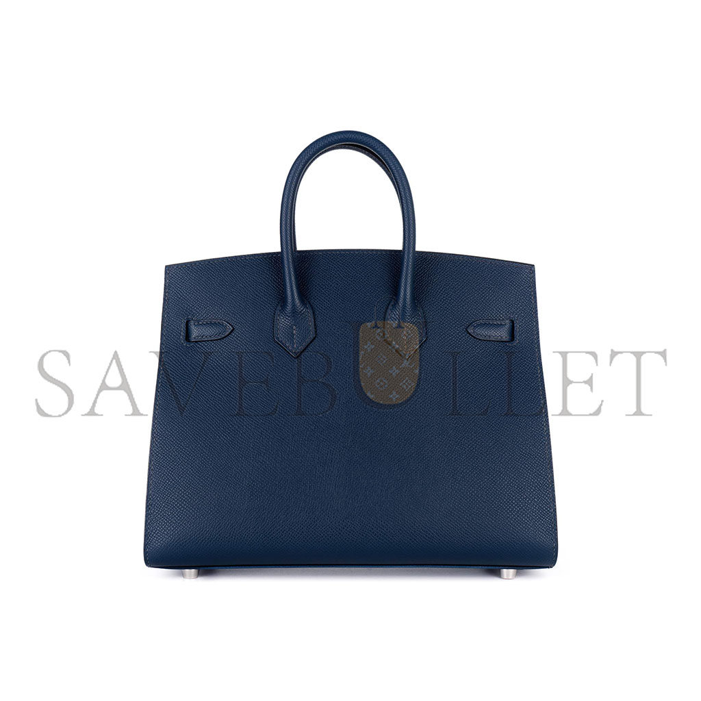 H**mes birkin 25 epsom leather royal blue silver buckle bag 1274381 (25*20*13cm)
